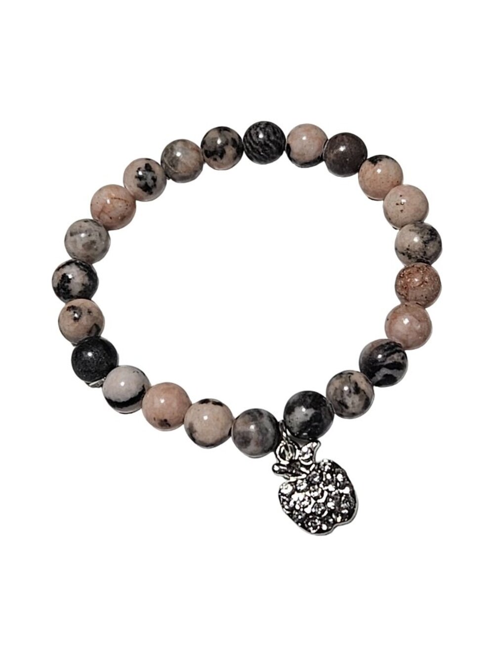 Boho Rhinestone Apple Charm Bracelet Brown Black Stone Beads Fashion Jewelry